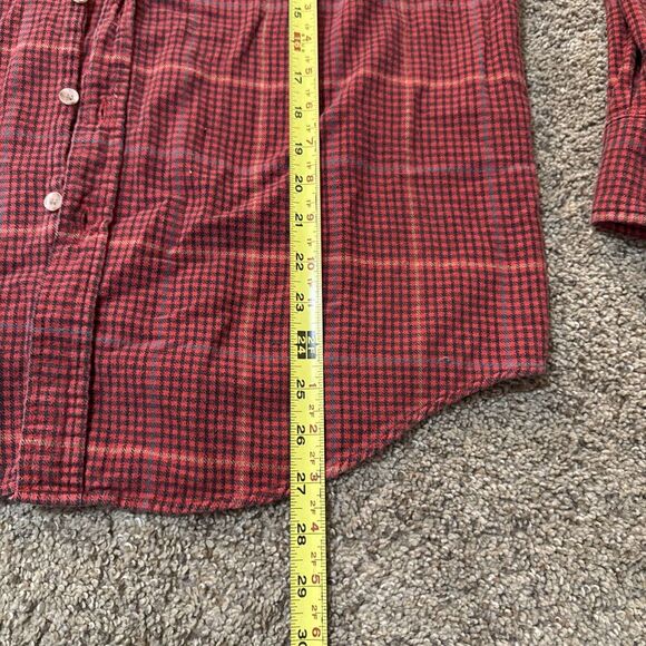 Vintage North Crest Madras Flannel Casual Button Up Shirt Men Extra Large XL Red - Picture 4 of 7